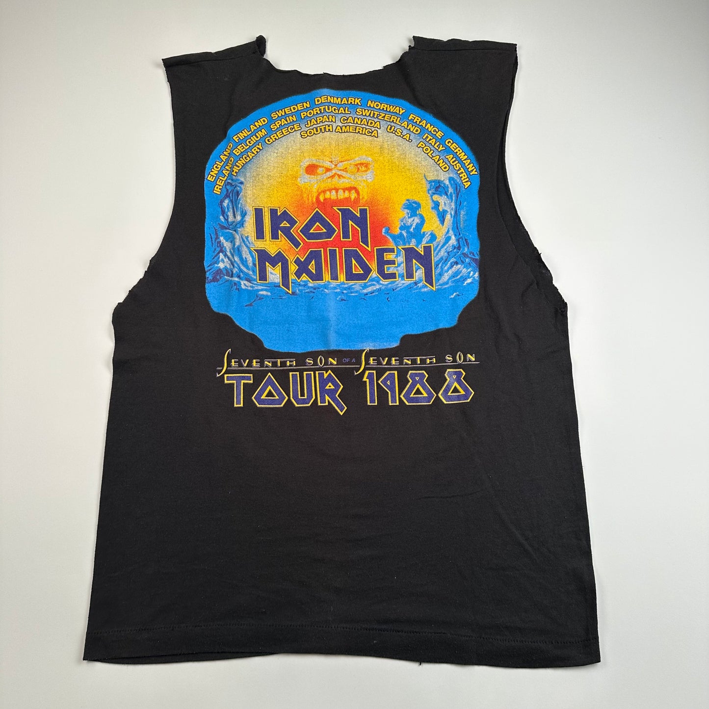 Vintage 1988 Iron Maiden Sleeveless Shirt Medium Seventh Son