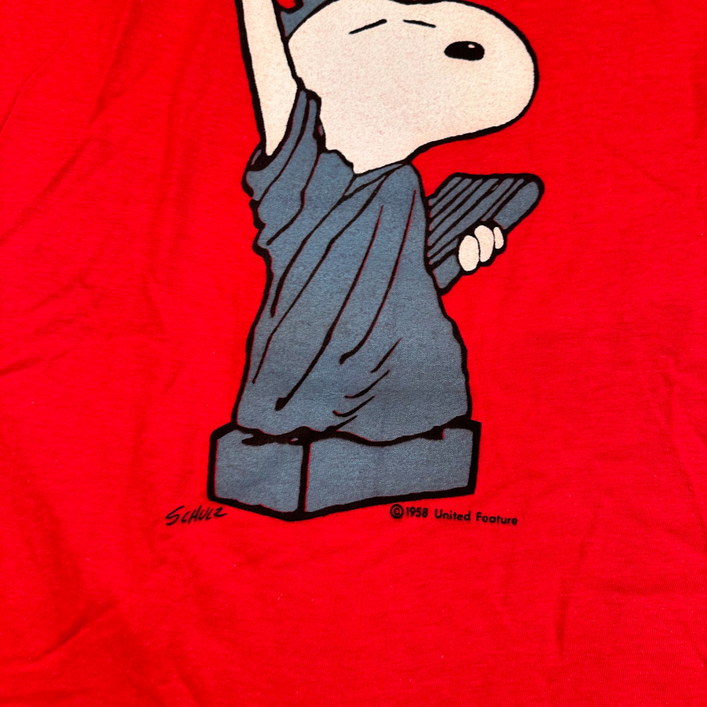 Vintage 70s Snoopy Statue Of Liberty Shirt XL