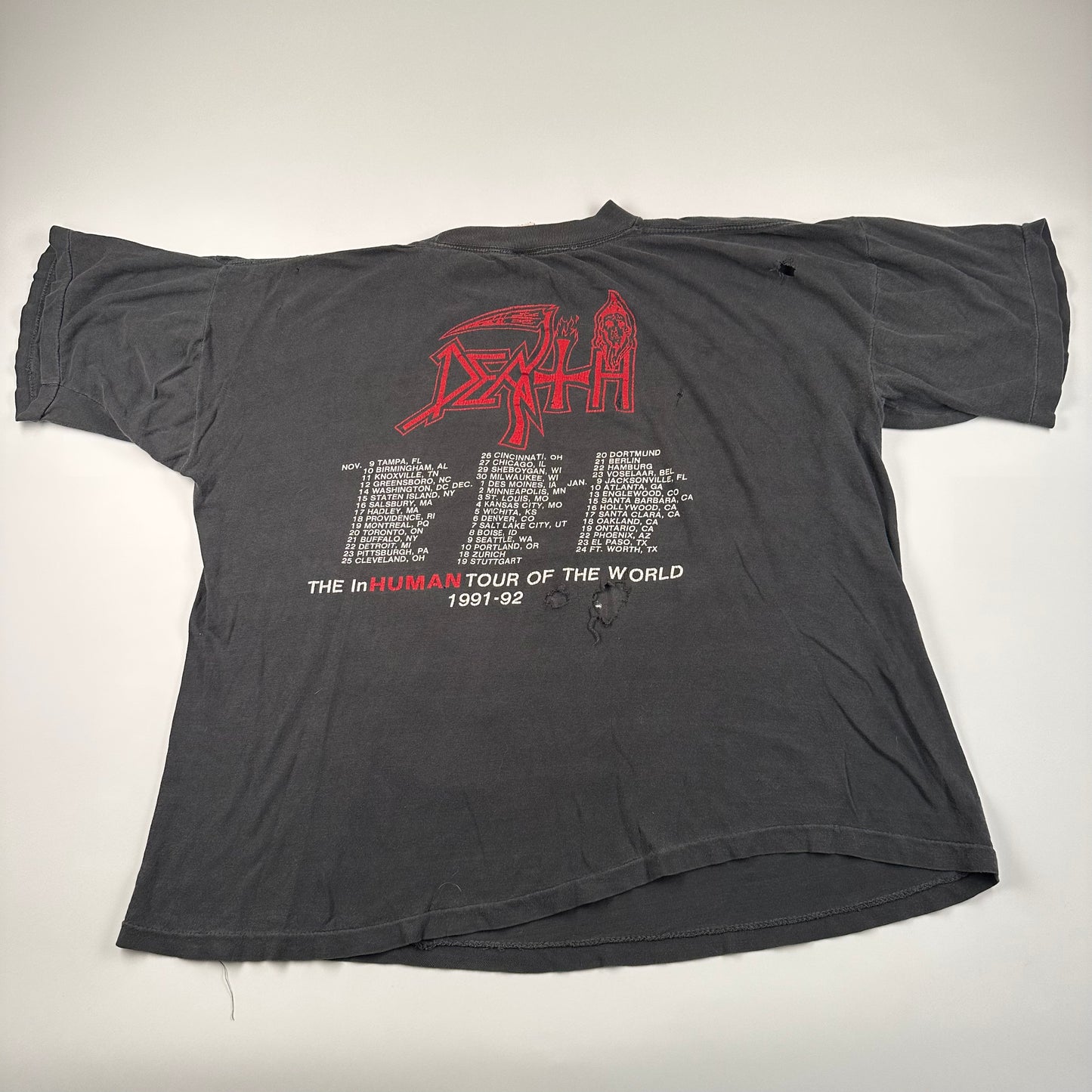 Vintage 1991 Death Shirt XL Shirt Large The Human Tour Of The World 91-92