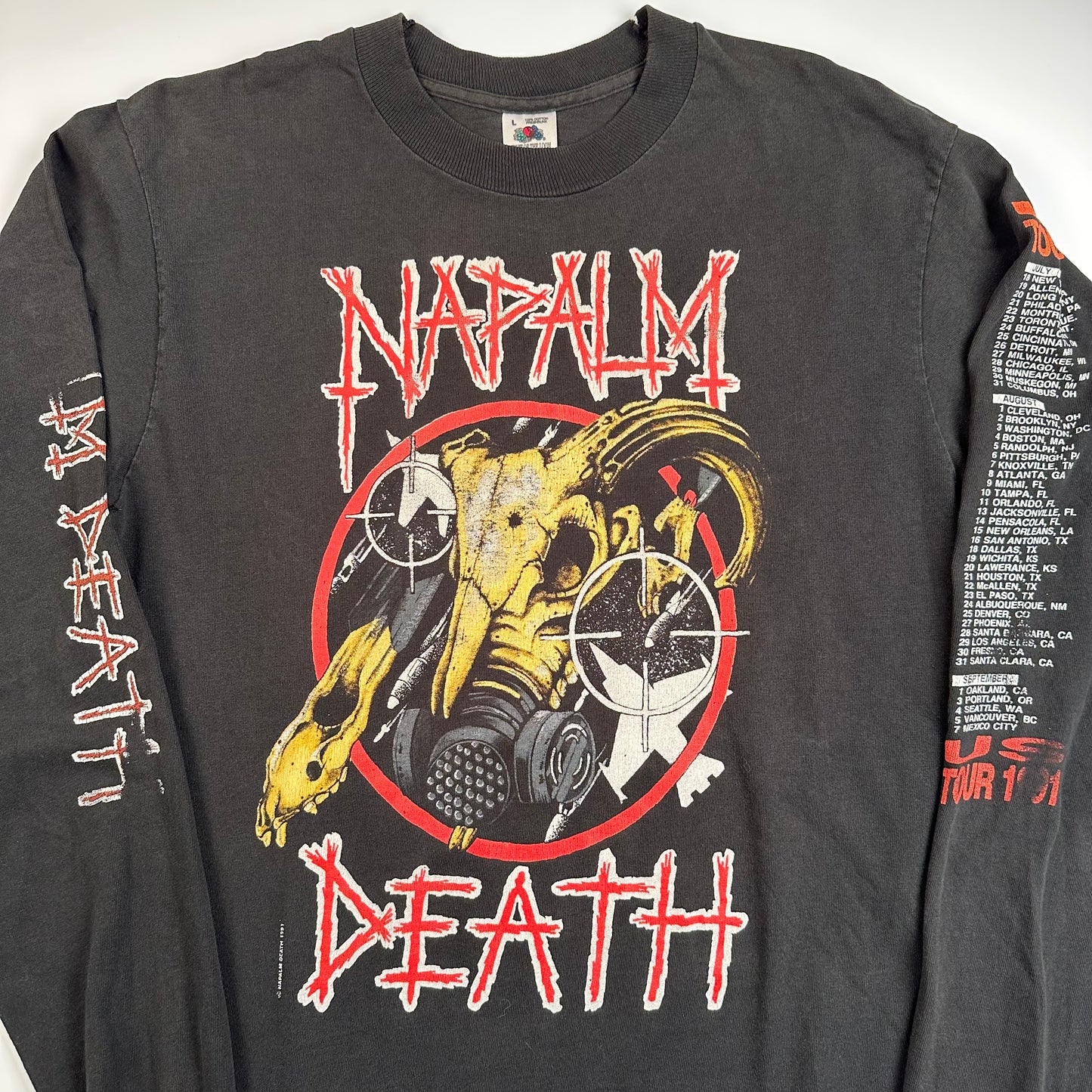 Vintage 1991 Napalm Death Long Sleeve Shirt Large