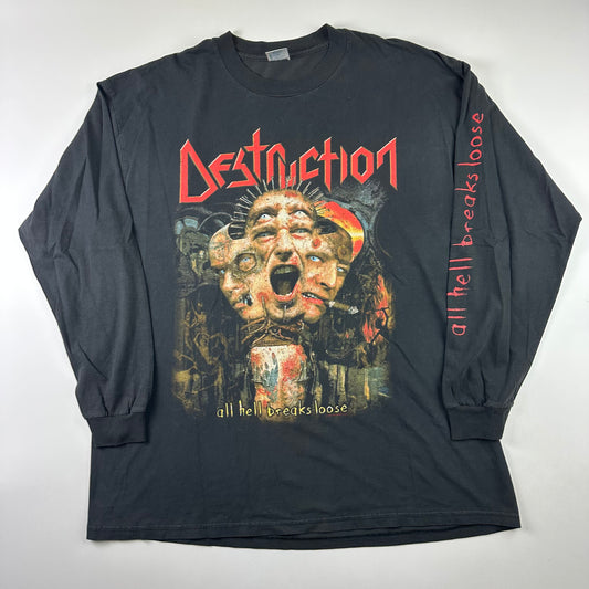 Vintage 2000s Destruction Long Sleeve Shirt XL All Hell Breaks Loose