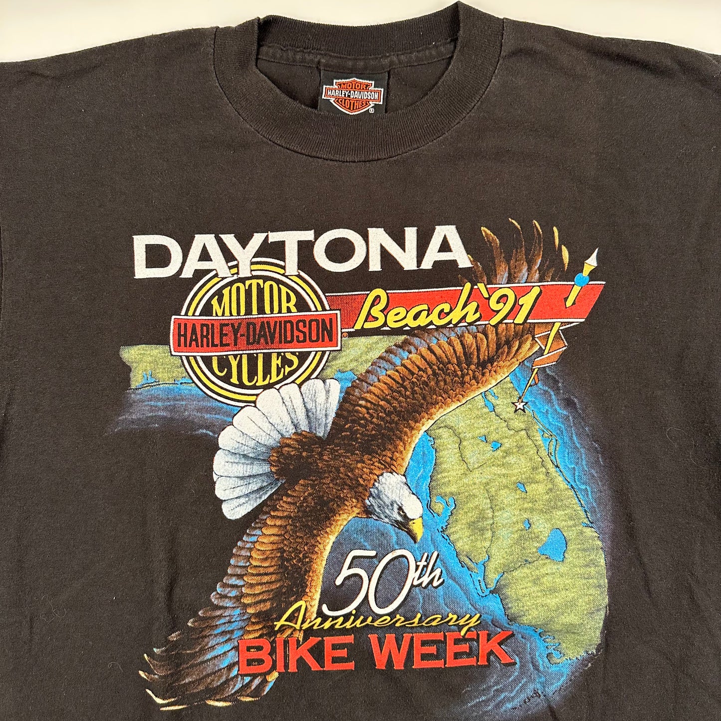 Vintage 1990 Harley Davidson Shirt Large 3D Emblem Daytona Beach