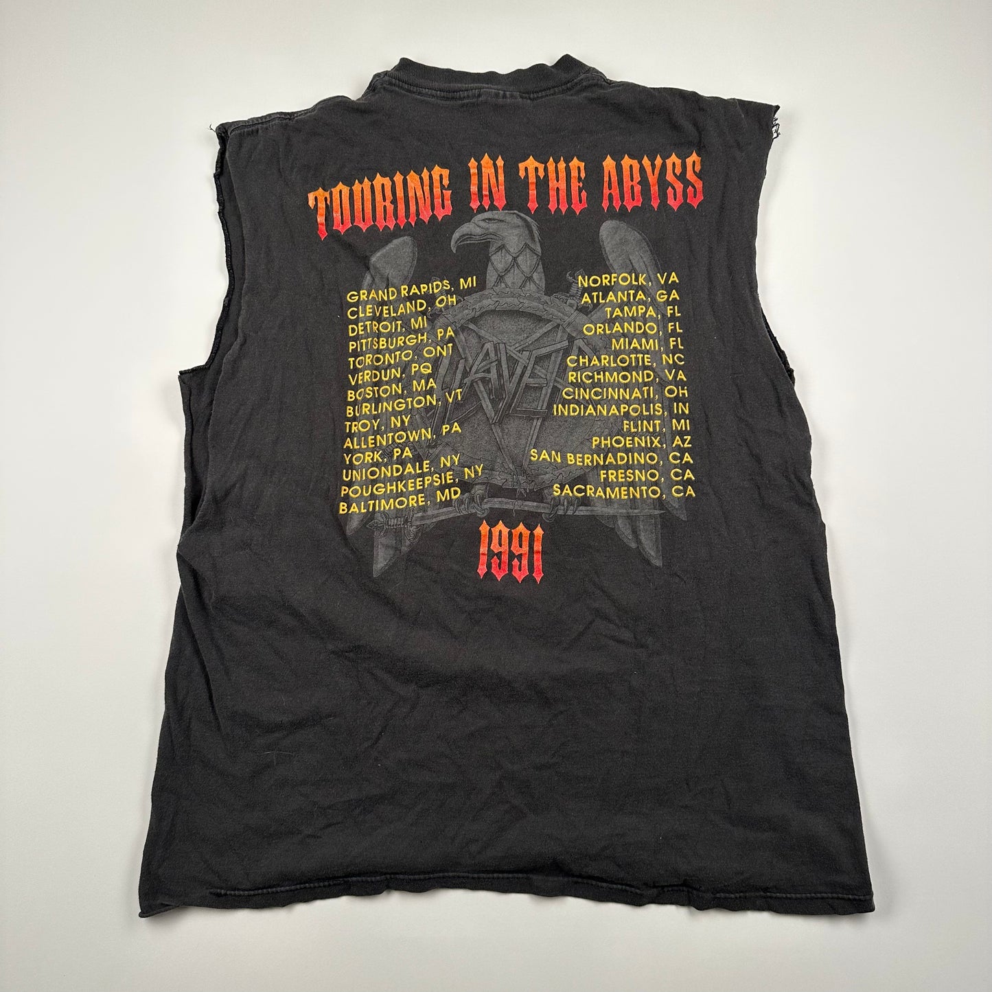 Vintage 1991 Slayer Sleeveless Shirt LargeTouring In The Abyss