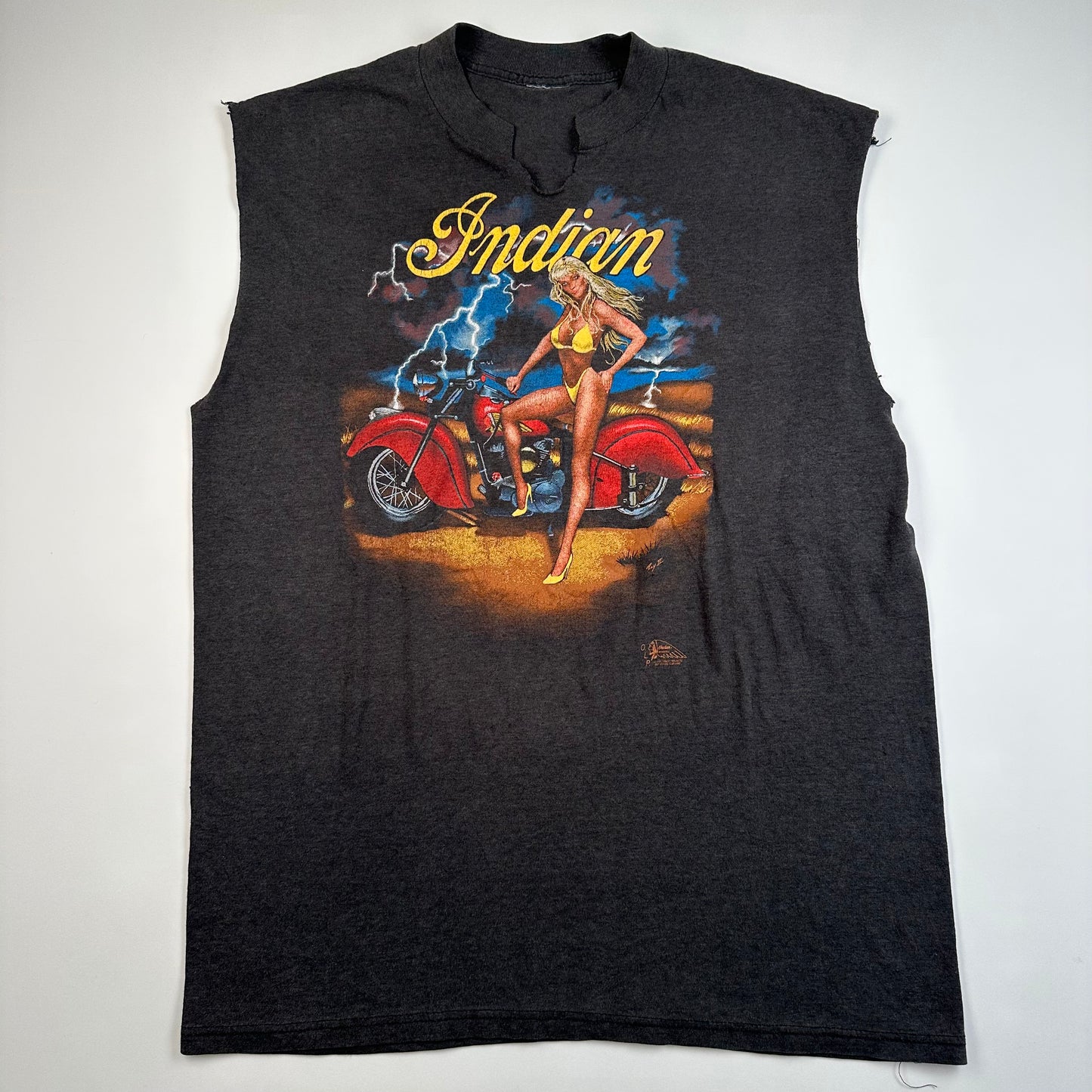 Vintage 1991 Indian Motorcycle Sleeveless Shirt Large