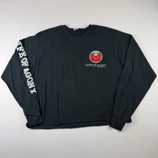 Vintage 1994 Life Of Agony Cropped Long Sleeve Shirt XL Smoke Em All