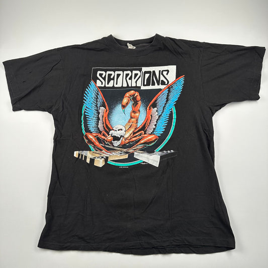 Vintage 1990 Scorpions Shirt XL Crazy World