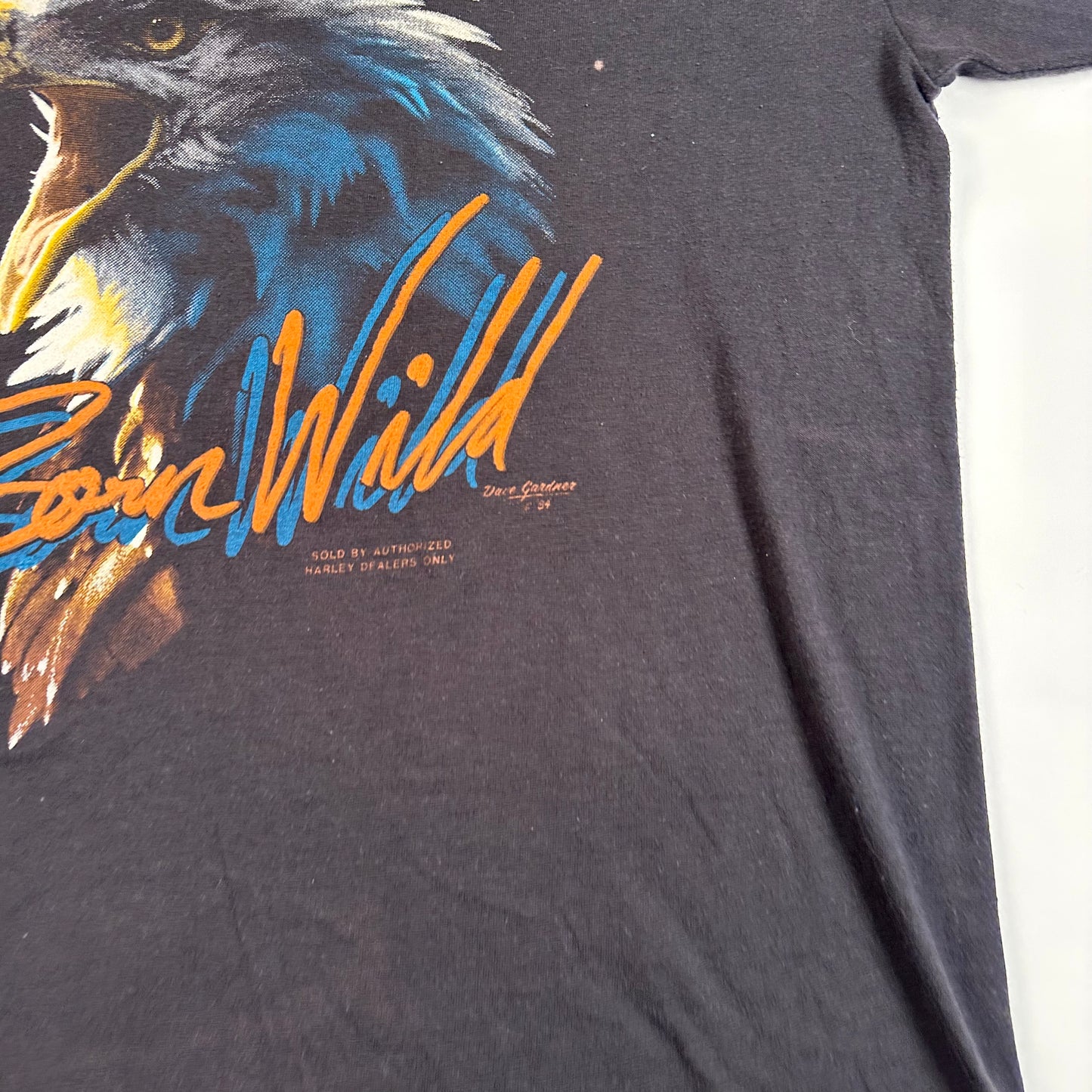 Vintage 80s Harley Davidson Shirt XL 3D Emblem Born Wild