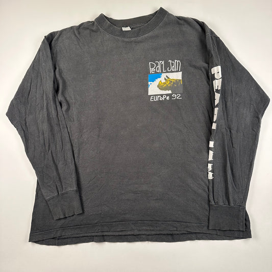 Vintage 1992 Pearl Jam Long Sleeve Shirt XL Europe Tour