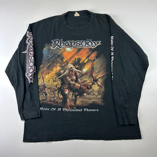 Vintage 2001 Rhapsody Long Sleeve Shirt XL Rain Of A Thousand Flames