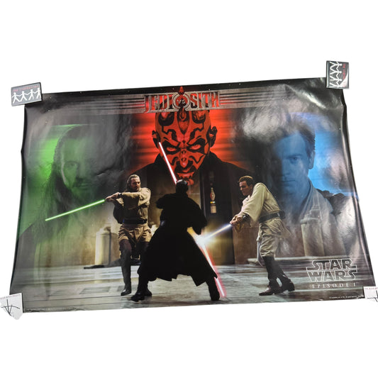 Vintage 1999 Star Wars Episode 1 Poster Jedi Vs Sith