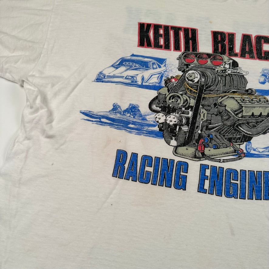 Vintage 80s Keith Black Shirt Large Racing Engines