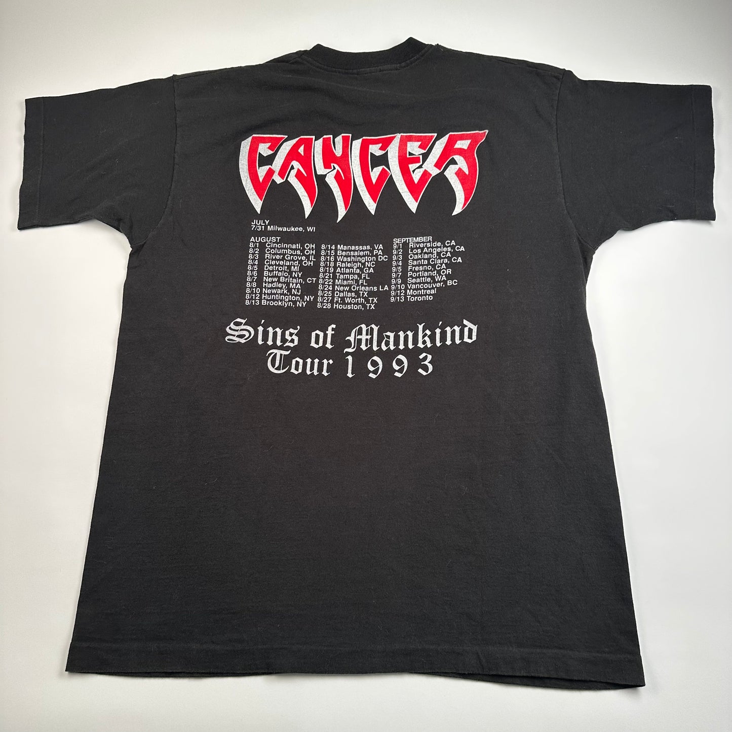 Vintage 1993 Cancer Shirt XL Sins Of Mankind