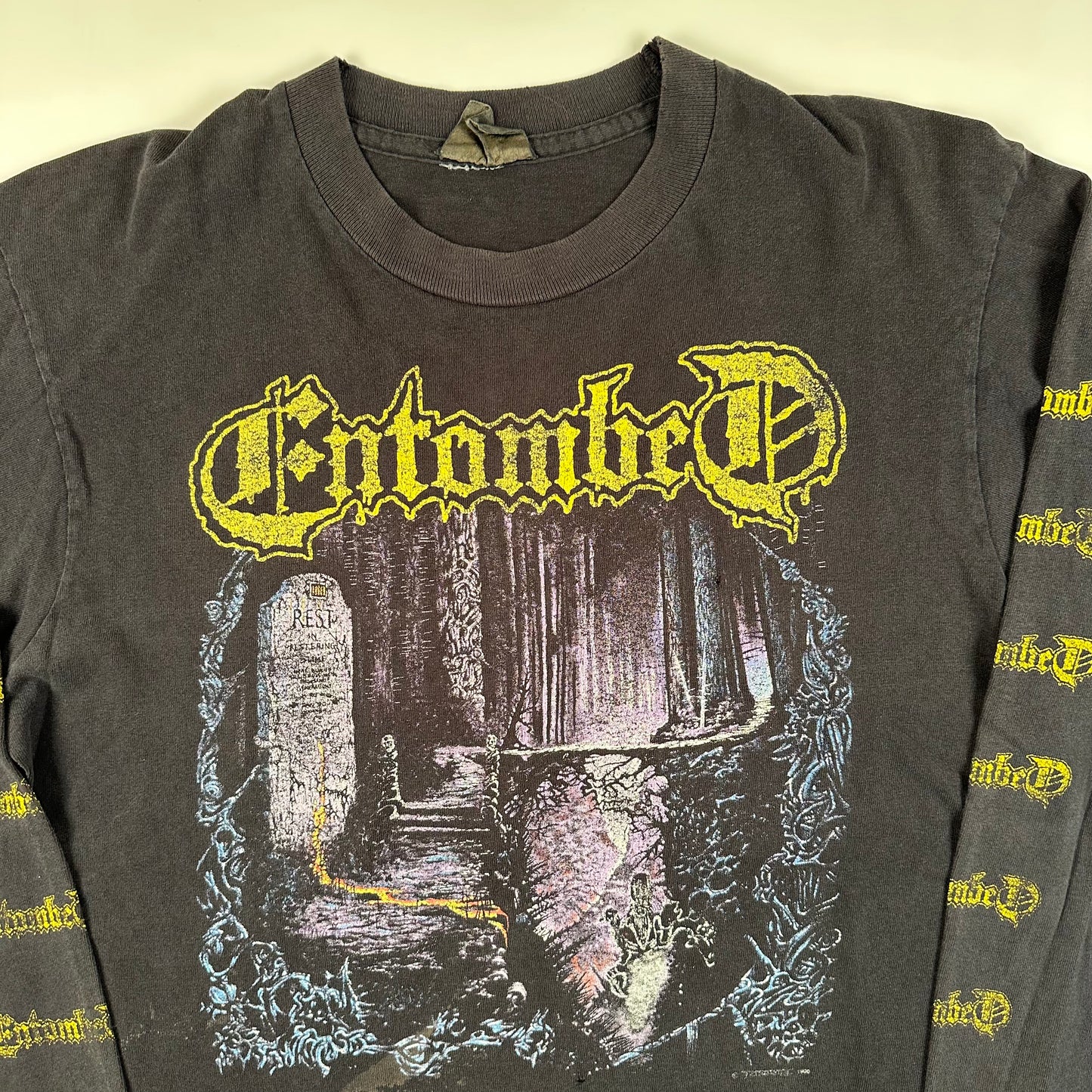 Vintage 1990 Entombed Long Sleeve Shirt XL Left Hand Path