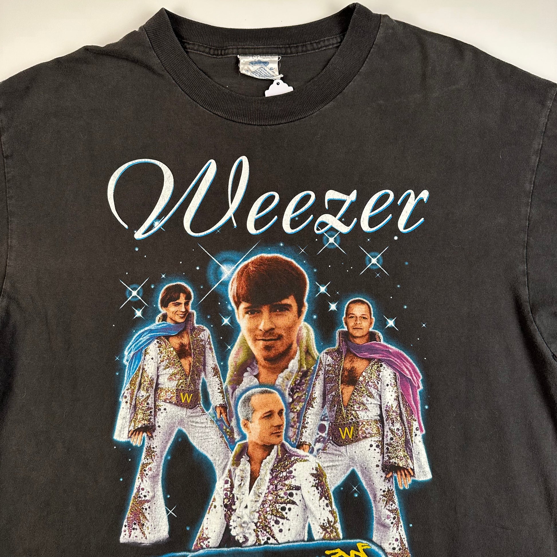 90s weezer ビンテージバンT ラグラン七分袖USA製XL 希少 90s weezer ビンテージバンT ラグラン七分袖USA製XL 希少