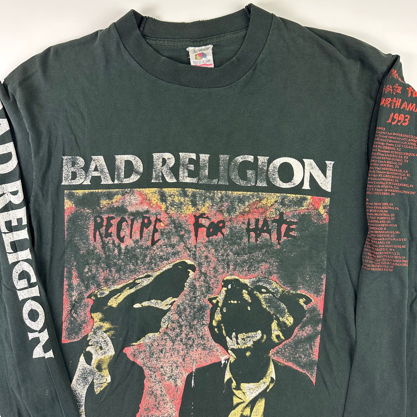 Vintage 1993 Bad Religion Long Sleeve Shirt Large Recipe For Hate