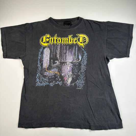 Vintage 1990 Entombed Shirt XL Left Hand Path