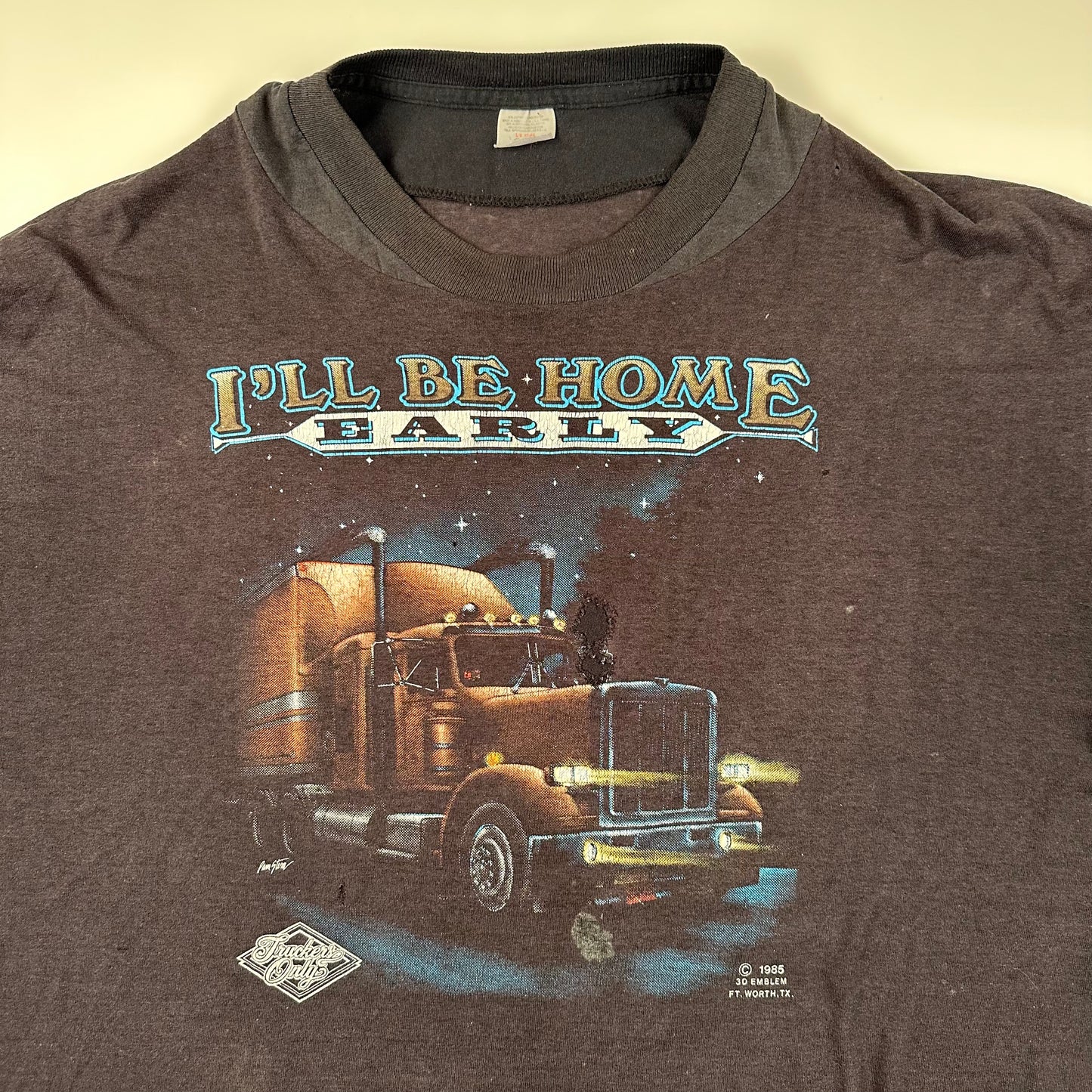 Vintage 1985 I'll Be Home Early Shirt XL 3D Emblem