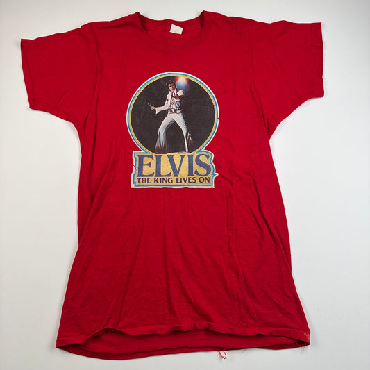 Vintage 70s Elvis Presley Shirt Large The King Lives On