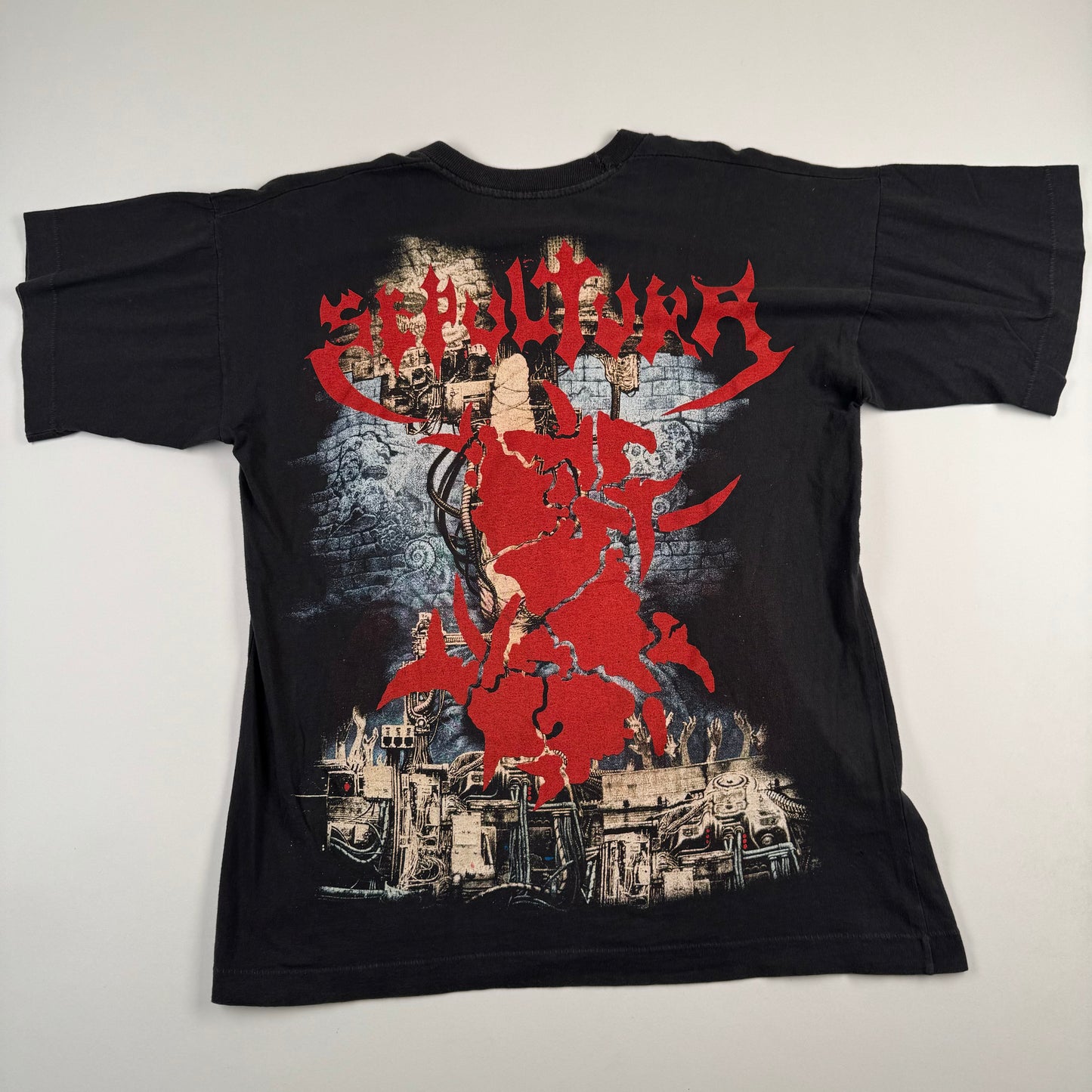 Vintage 90s Sepultura Shirt Large Chaos AD All Over Print