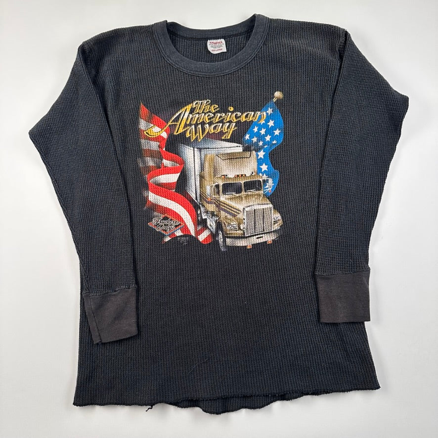 Vintage 80s The American Way Thermal Shirt XXXL 3D Emblem