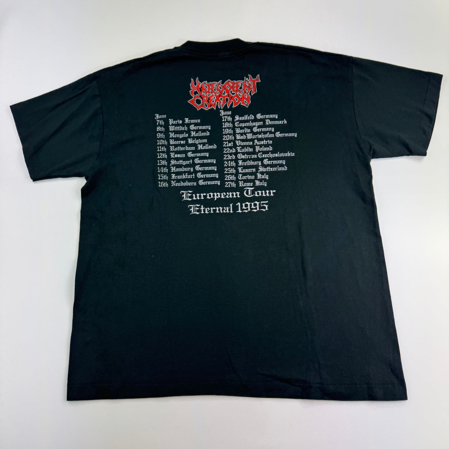 Vintage 1995 Malevolent Creation Shirt XL European Tour External