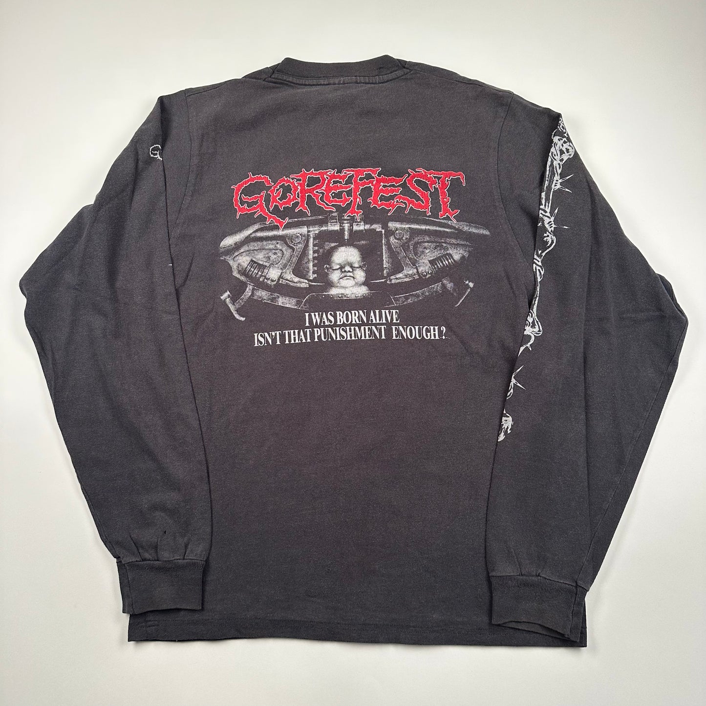 Vintage 90s Gorefest Long Sleeve Shirt XL I Was Born Alive