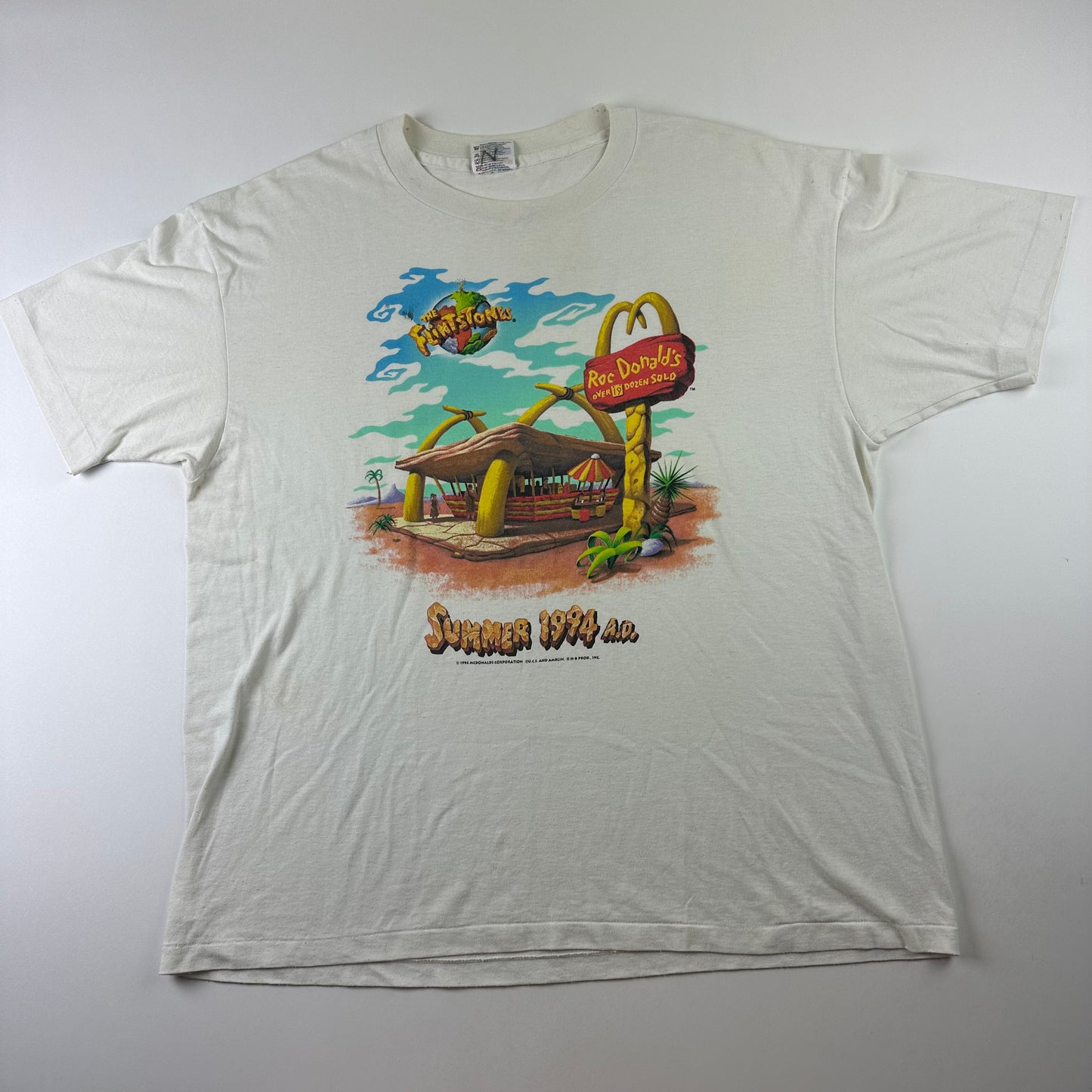 Vintage 1994 The Flintstones Shirt XL Roc Donald's