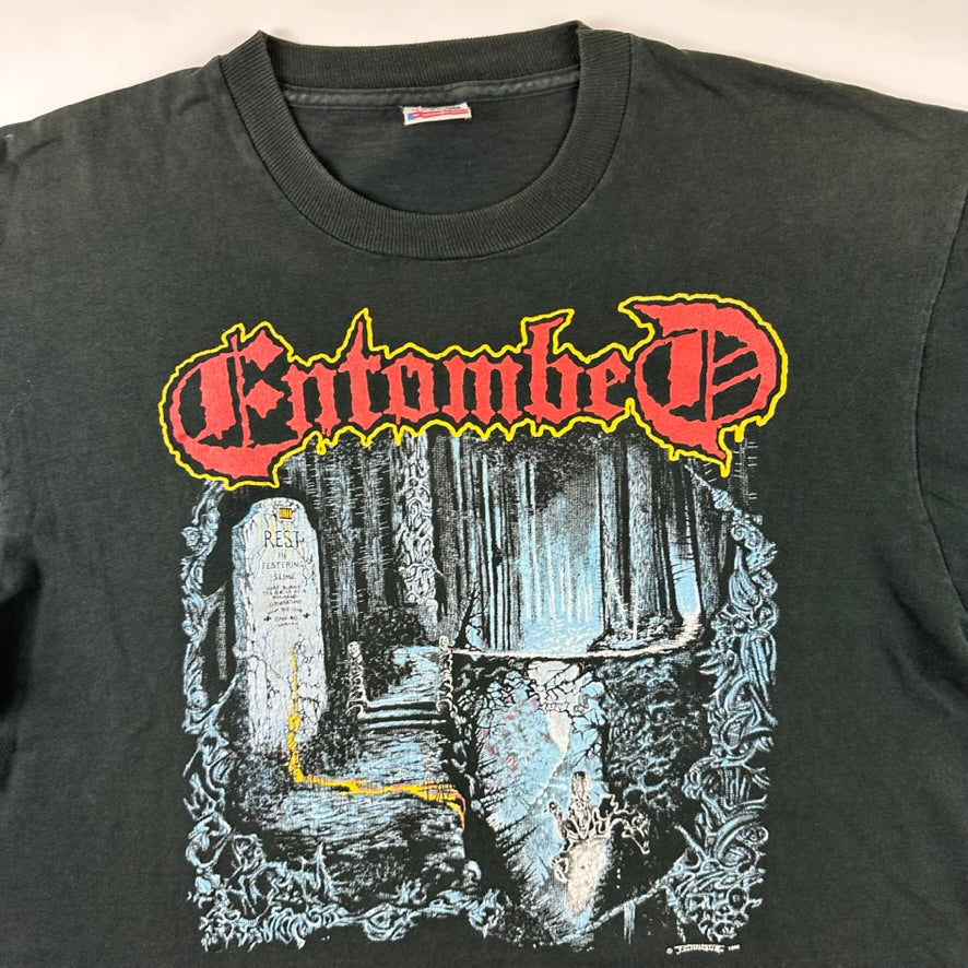 Vintage 1991 Entombed Shirt XL Tour Left Hand Path