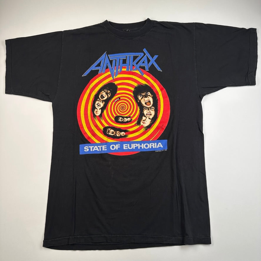 Vintage 1989 Anthrax Shirt XL State Of Euphoria European Tour