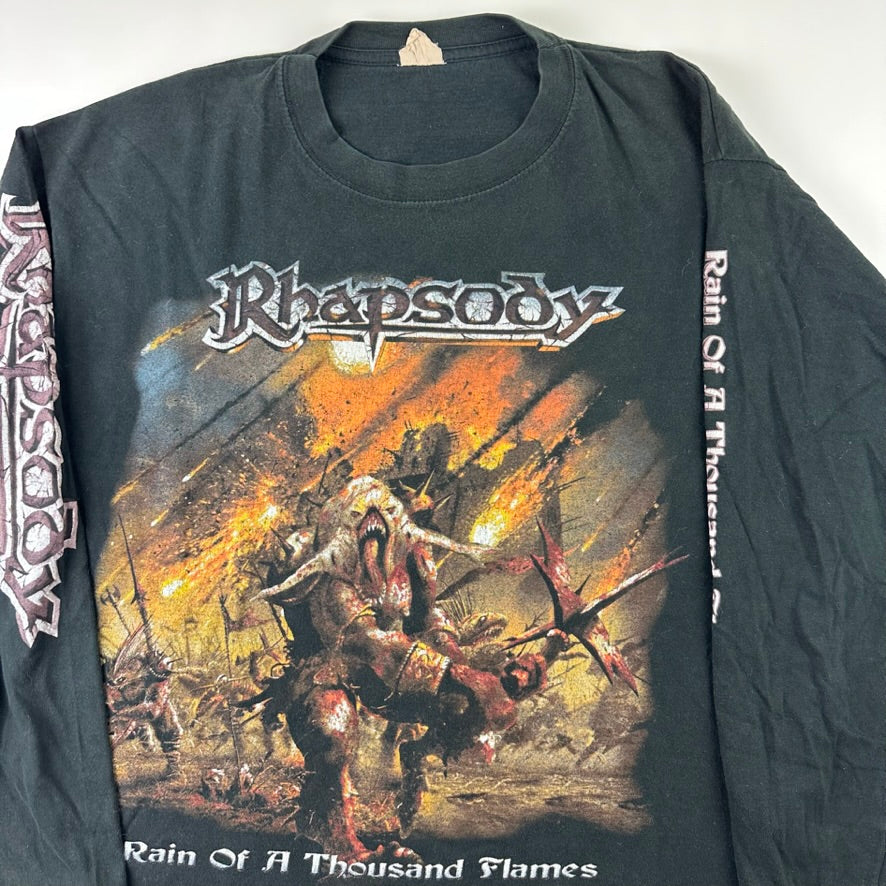 Vintage 2001 Rhapsody Long Sleeve Shirt XL Rain Of A Thousand Flames