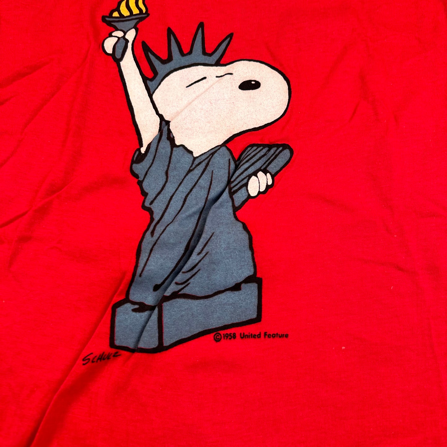 Vintage 70s Snoopy Statue Of Liberty Shirt XL