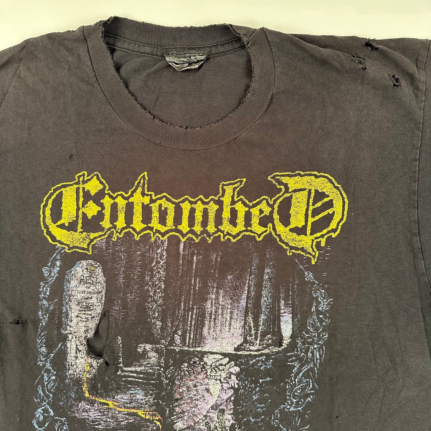 Vintage 1990 Entombed Shirt XL Left Hand Path