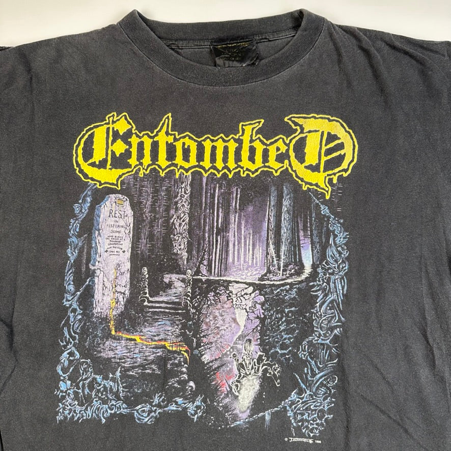 Vintage 1990 Entombed Shirt XL Left Hand Path