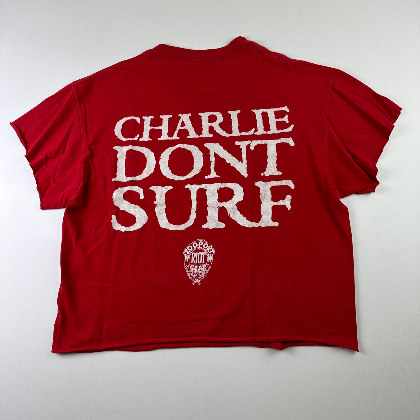 Vintage 1991 Charles Manson Cropped Shirt Large Charlie Dont Surf