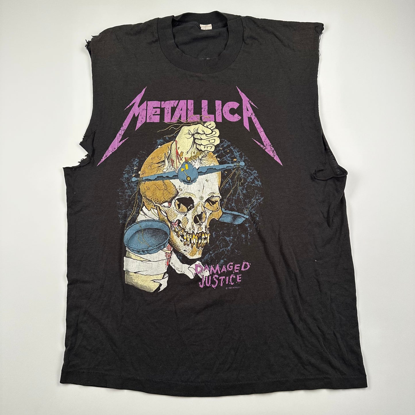 Vintage 1986 Metallica Sleeveless Shirt XL Damaged Justice