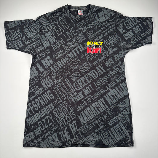 Vintage 90s 106.7 KBPI Shirt Large All Over Print