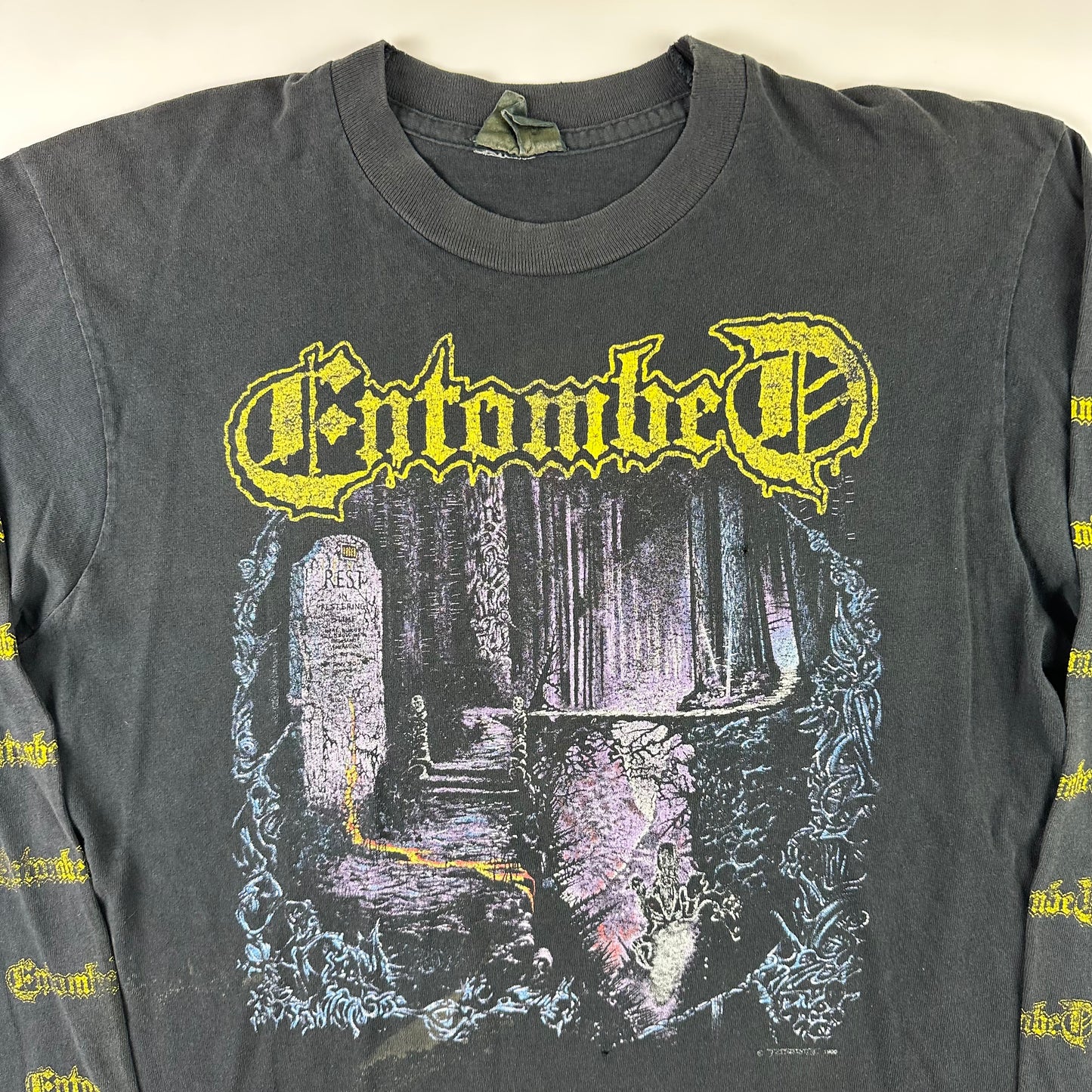 Vintage 1990 Entombed Long Sleeve Shirt Large Left Hand Path