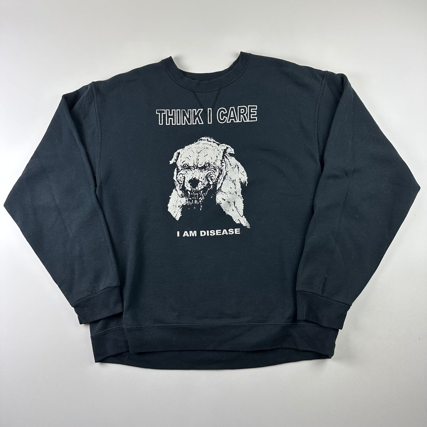 Think I Care Crewneck Sweatshirt Large I Am Disease