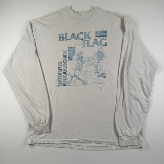 Vintage 90s Black Flag Long Sleeve Shirt XL Nervous Breakdown