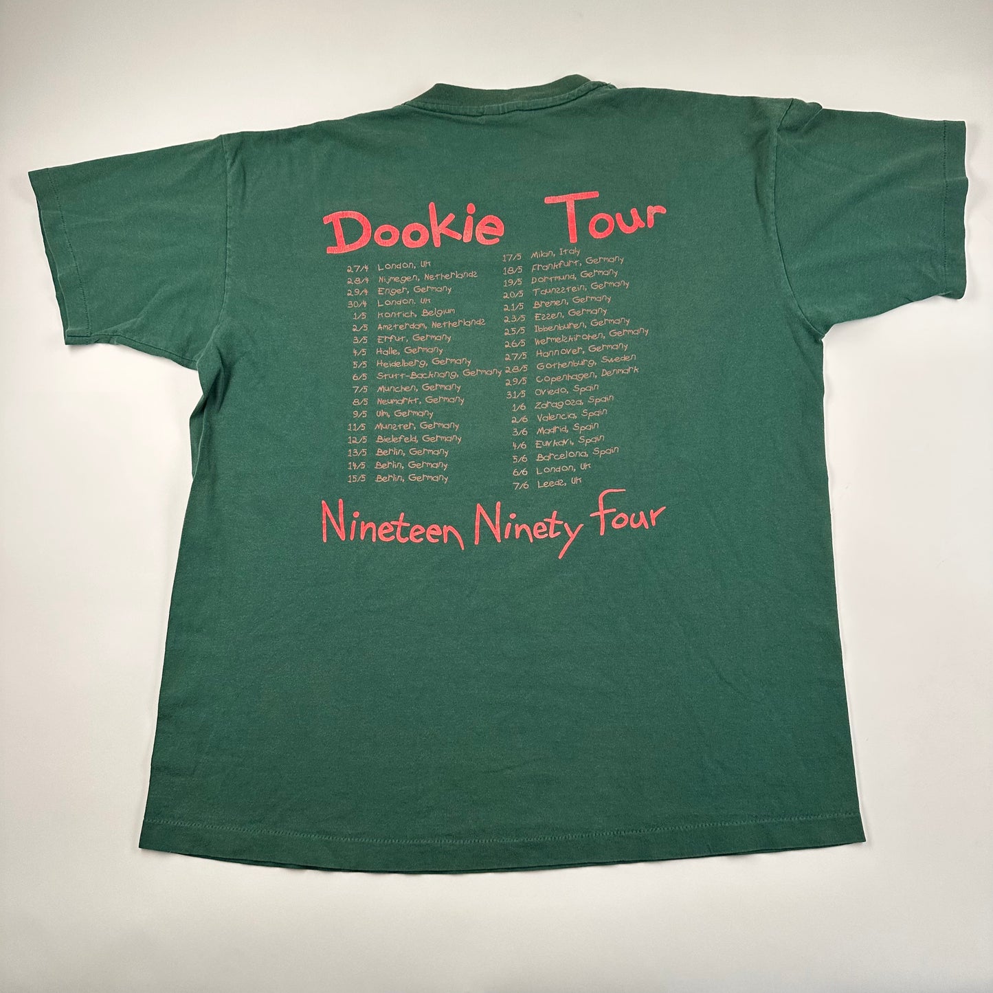 Vintage 1994 Green Day Shirt XL Dookie Tour