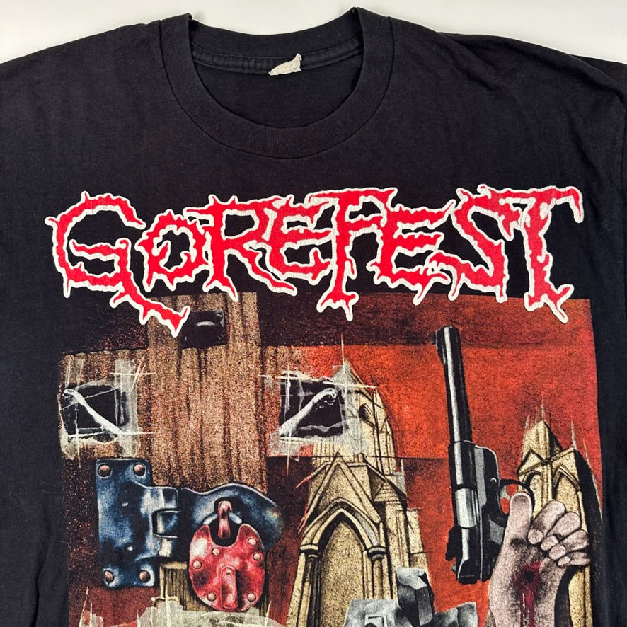 Vintage 90s Gorefest Shirt Large European Tour