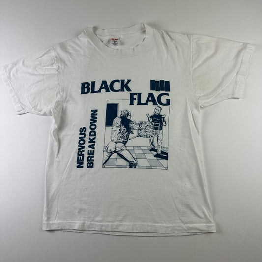 Vintage 80s Black Flag Shirt Medium Nervous Breakdown