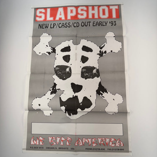 Vintage 1993 Slapshot Poster We Bite America