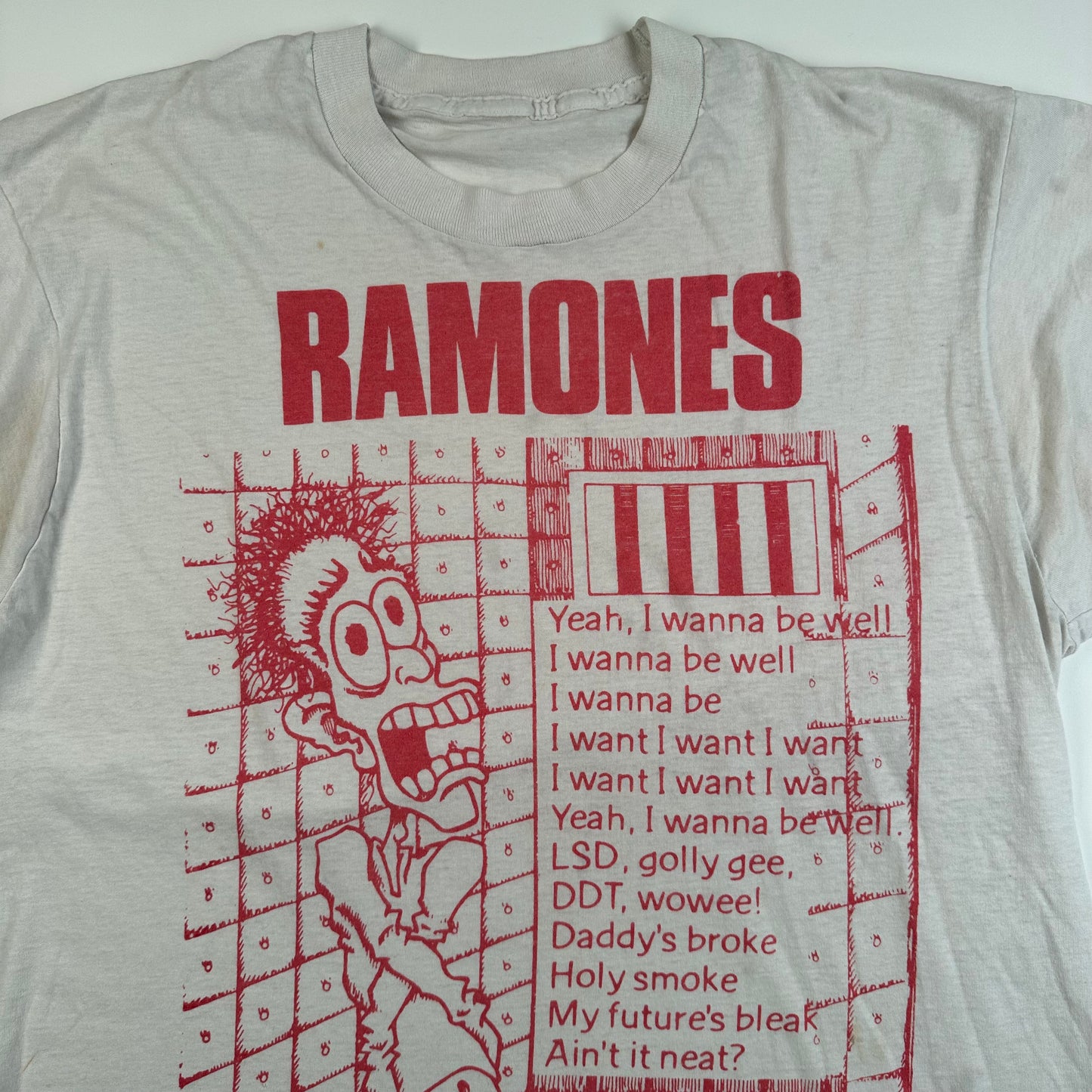 Vintage 80s Ramones Shirt Large I Wanna Be Well