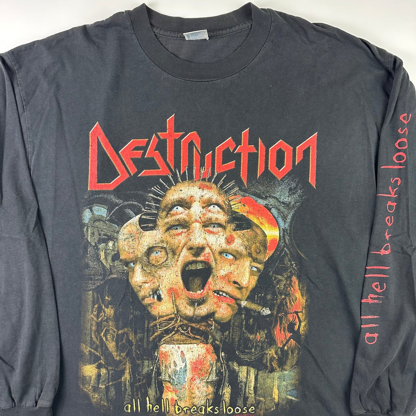 Vintage 2000s Destruction Long Sleeve Shirt XL All Hell Breaks Loose