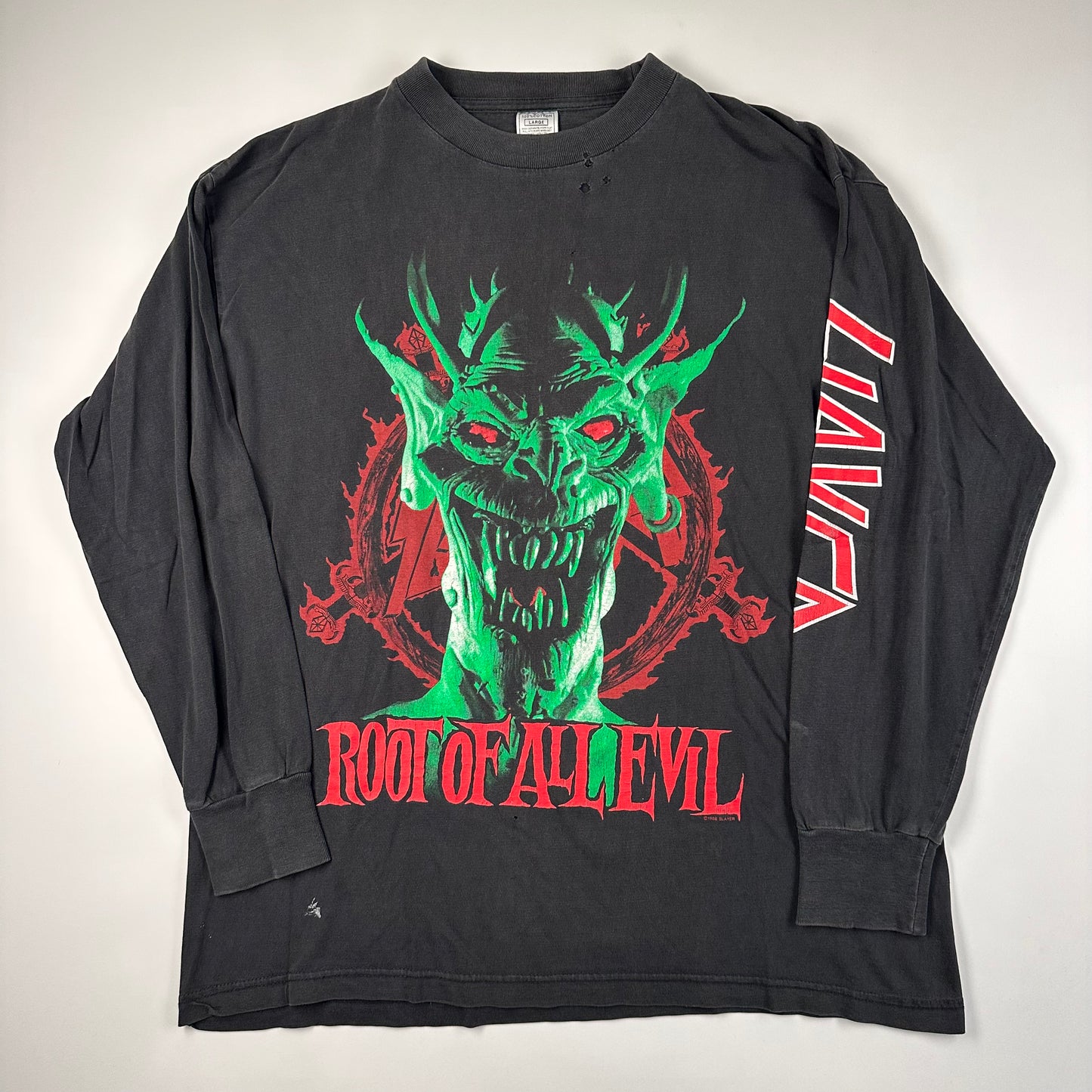 Vintage 1988 Slayer Long Sleeve Shirt Large Root Of All Evil