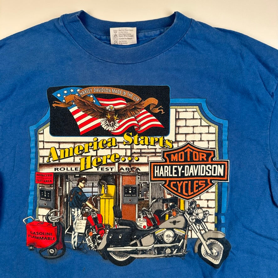 Vintage 90s Harley Davidson Shirt Large America Starts Here