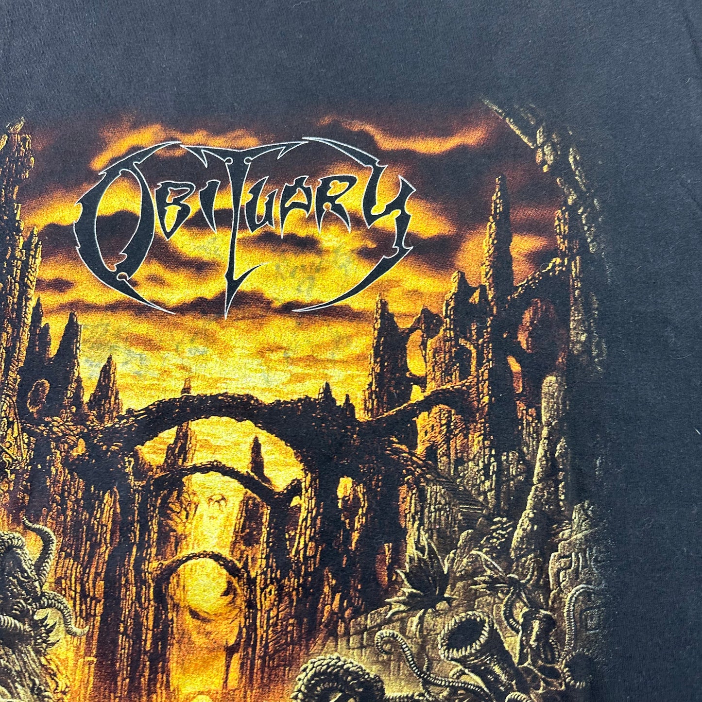 Vintage 90s Obituary Shirt XL Signed