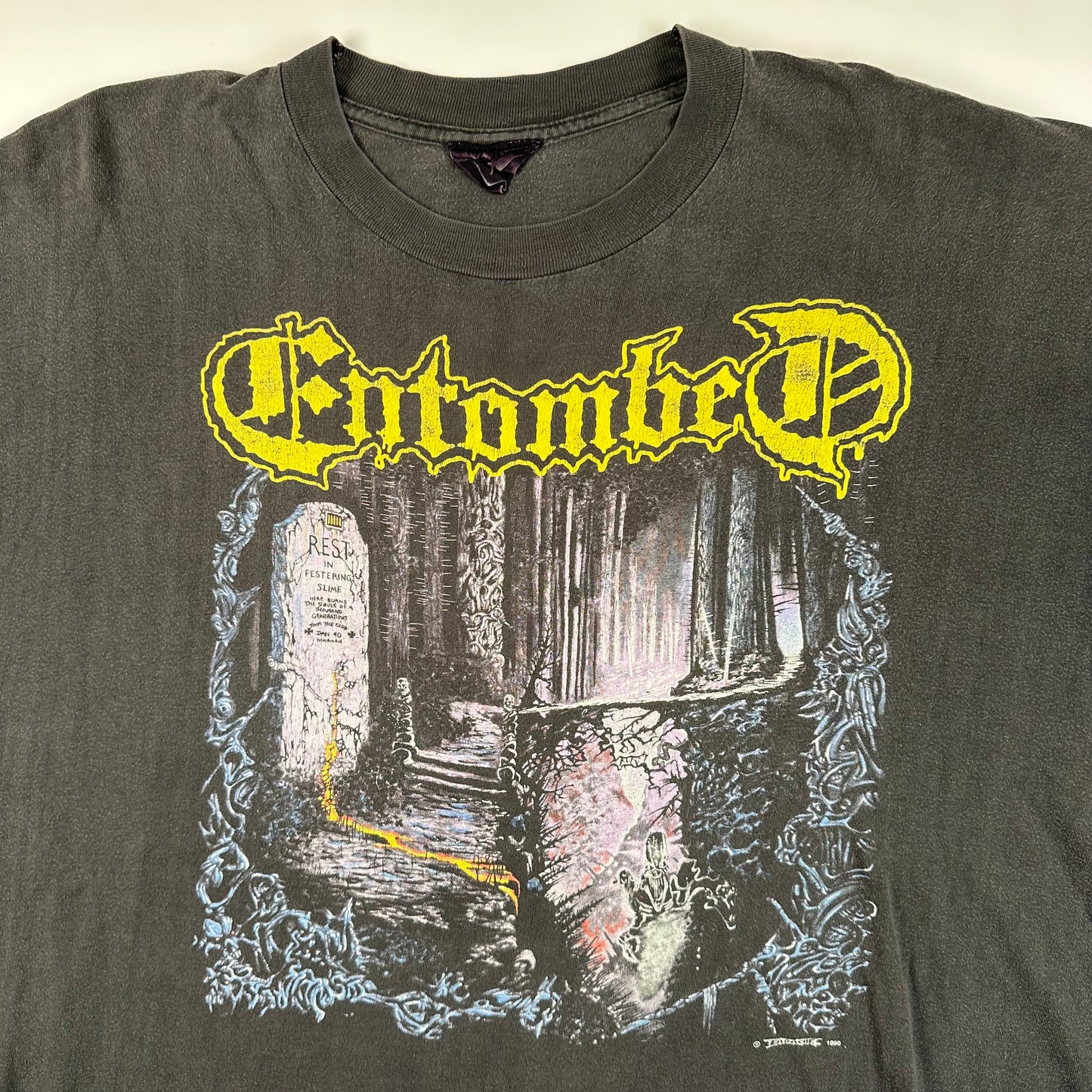 Vintage 1990 Entombed Shirt XL Left Hand Path