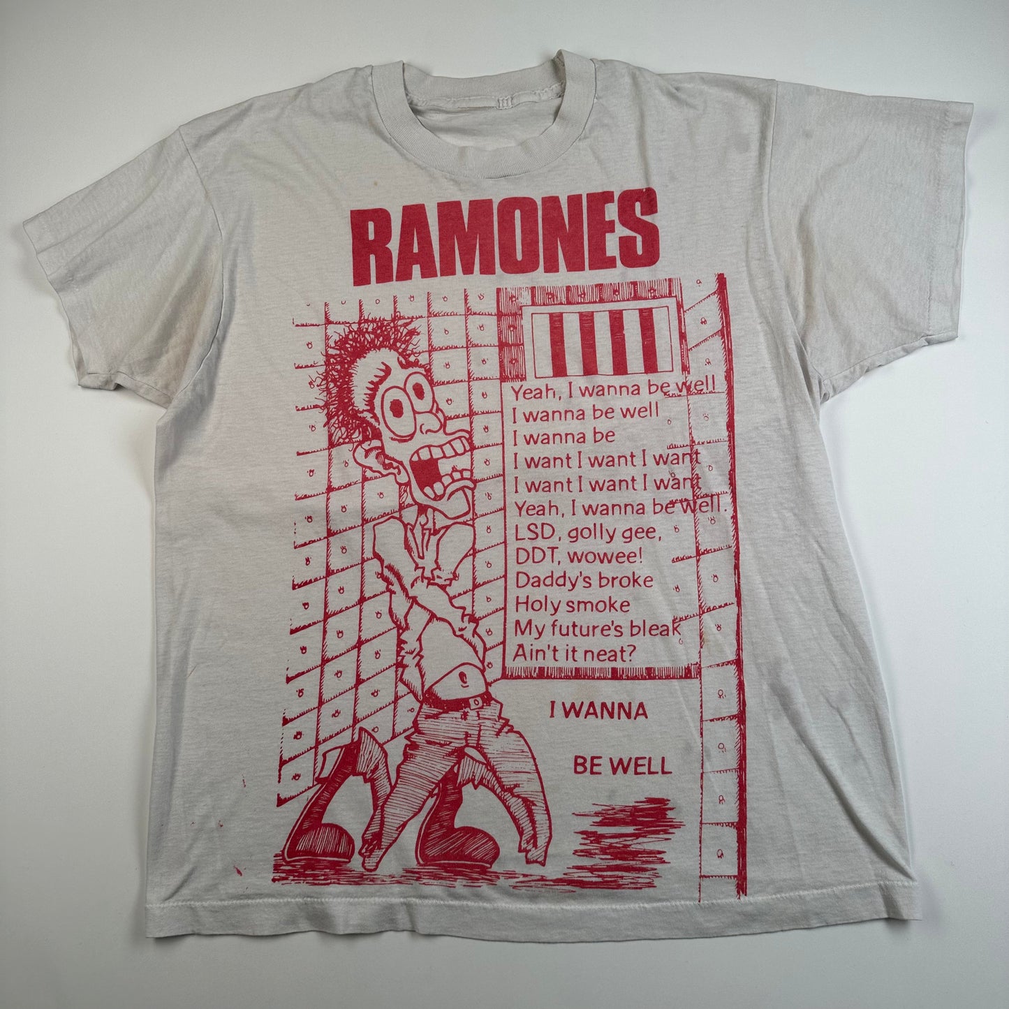 Vintage 80s Ramones Shirt Large I Wanna Be Well